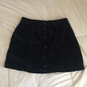 Brandy Melville velvet black button up skirt